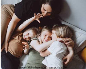 mom-relaxing-with-children